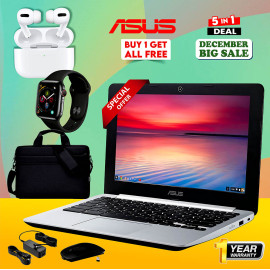 5 In 1 Bundle Offer ASUS Chromebook With Mouse, Carry Case Bag Smart Watch Airpods Pro