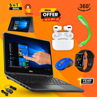 5 In 1 Bundle Offer DELL Touchscreen 360 Chromebook Model 3189 with Laptop Bag, Mouse, smartwatch, AirPods,