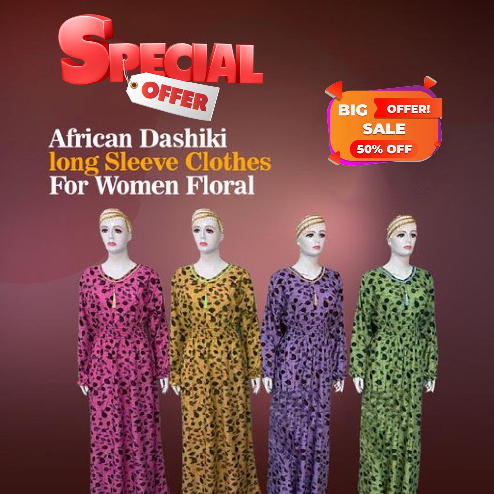 African Dashiki  long sleev Dresses for Women Party Flower Floral Fashion,AD23	