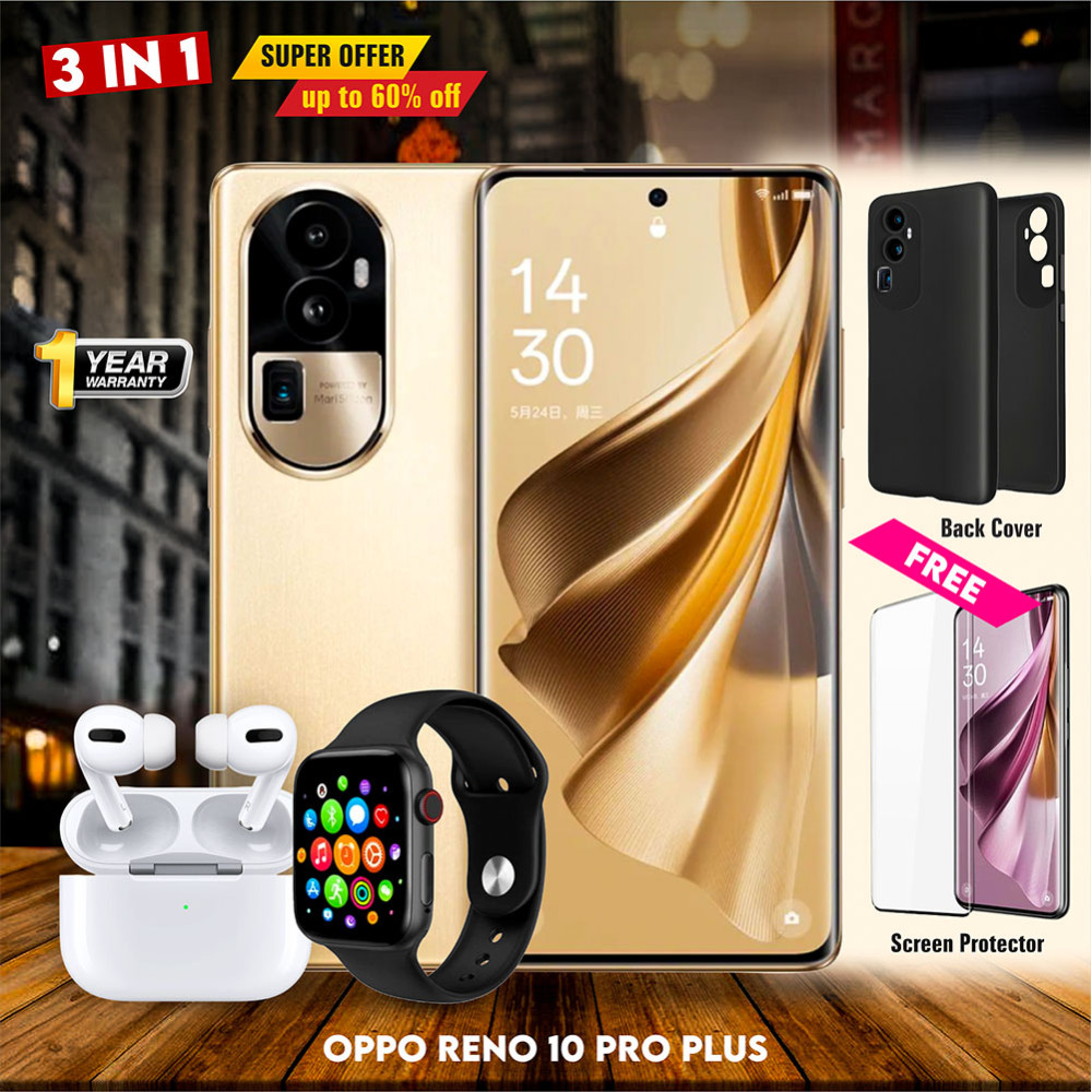 3 in 1 Bundle offer OPPO Reno 10 Pro + Smart phone with Smartwatch and Airpods Pro	