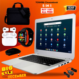 5 In 1 Bundle Offer Toshiba Chromebook 15 Inches Screen Full HD Display  with Mouse, Carry Case Bag Smart Watch Airpods Pro.